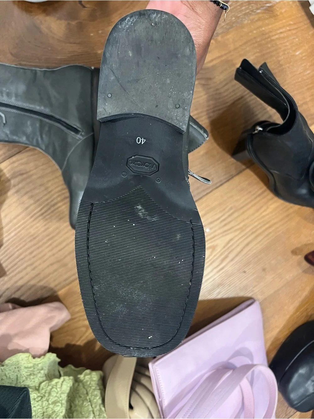 Black Zip Leather Ankle Boots - Picture 2 of 3